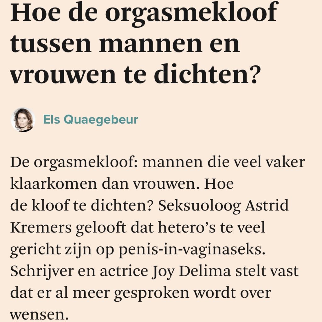 Seksuoloog Astrid Kremers in het FD