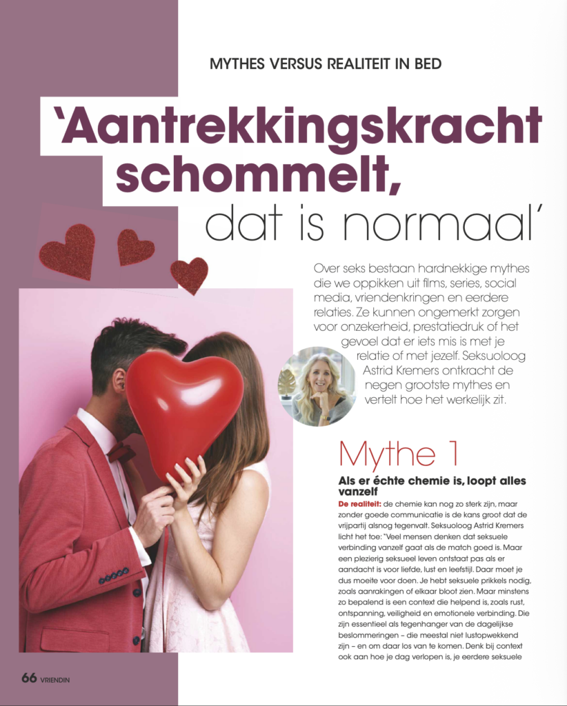 Seksuoloog NVVS Astrid Kremers in Vriendin over mythes over seks